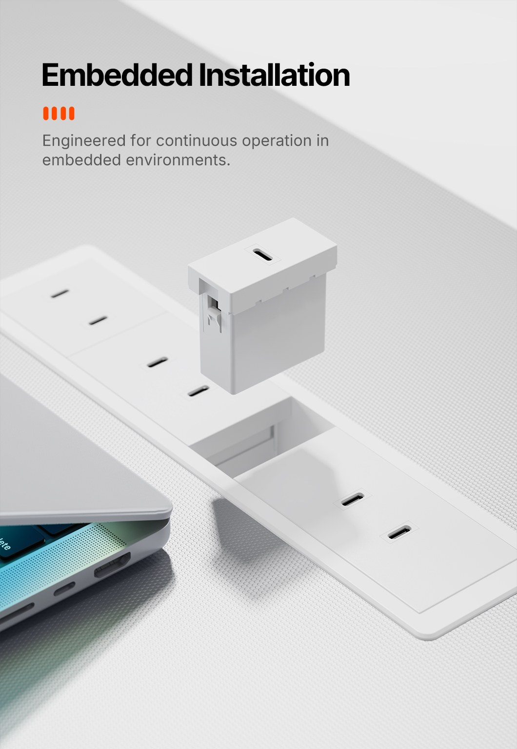 Glob-el 20W USB-C PD充電モジュール、100-250V、RAL 9003 ホワイト