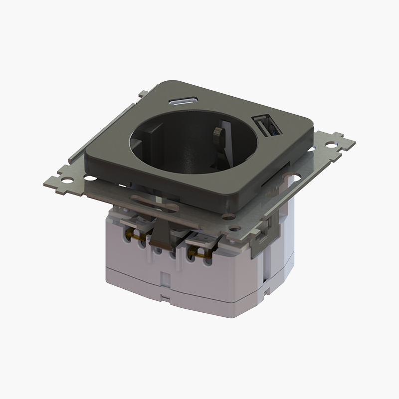 Białe gniazdo Schuko z zaciskami śrubowymi 2,5 mm