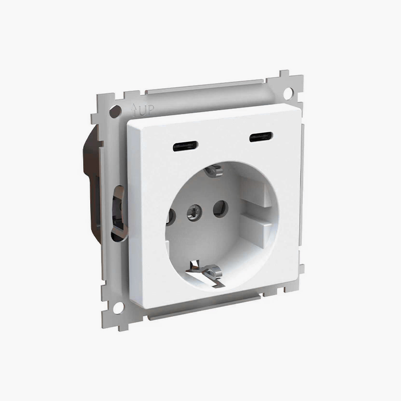 Встраиваемая розетка Schuko с быстрой зарядкой Type-C
