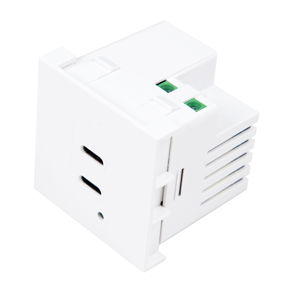 Модуль с двумя розетками USB-C мощностью 45 Вт | Быстрая зарядка PD для офиса и мебели