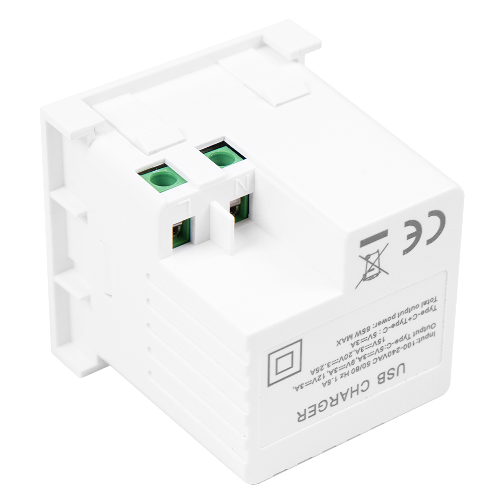 Двойная розетка USB-C мощностью 65 Вт | Быстрое зарядное устройство для ноутбука, устанавливаемое в офисную мебель