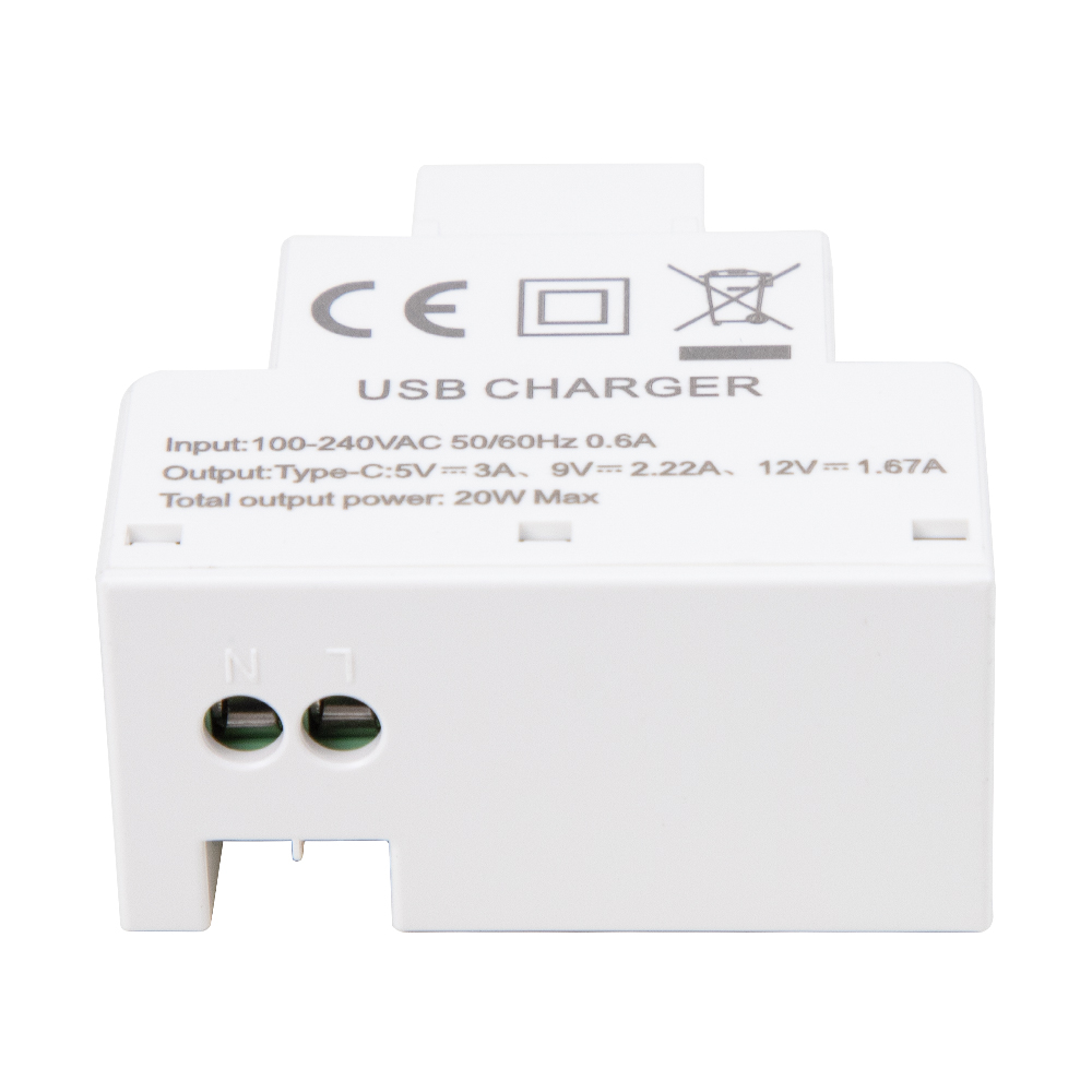 Компактный USB-модуль питания мощностью 20 Вт со встроенным трансформатором.