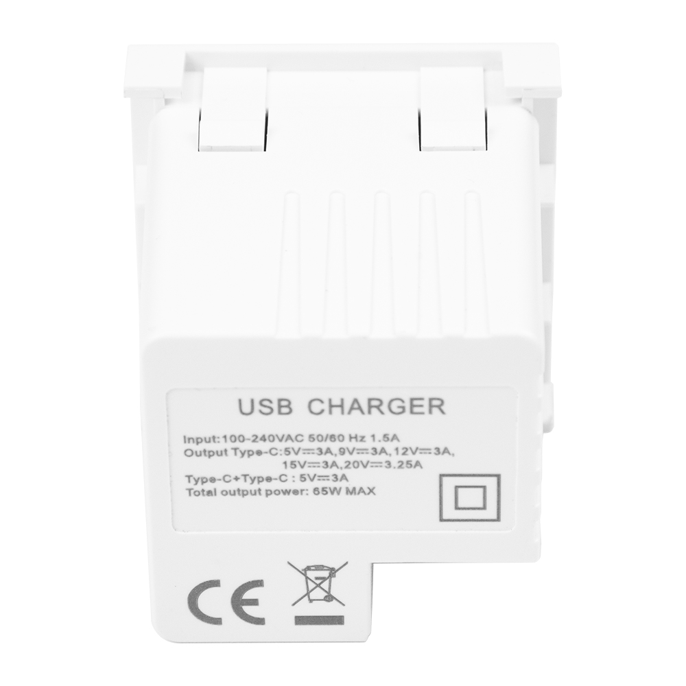 Двойная розетка USB-C мощностью 65 Вт | Быстрое зарядное устройство для ноутбука, устанавливаемое в офисную мебель