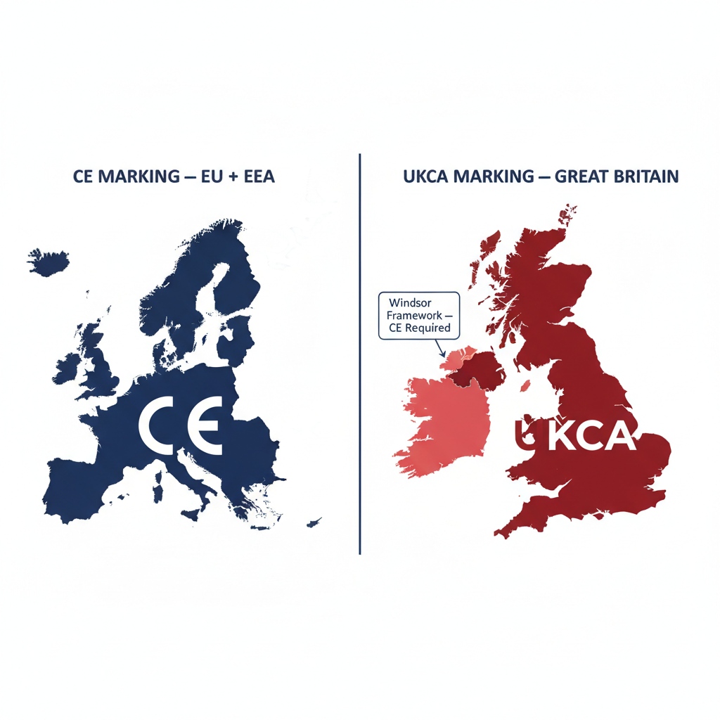 Соединенное Королевство. Маркировка соответствия UKCA и стандарты BS для электрических компонентов.