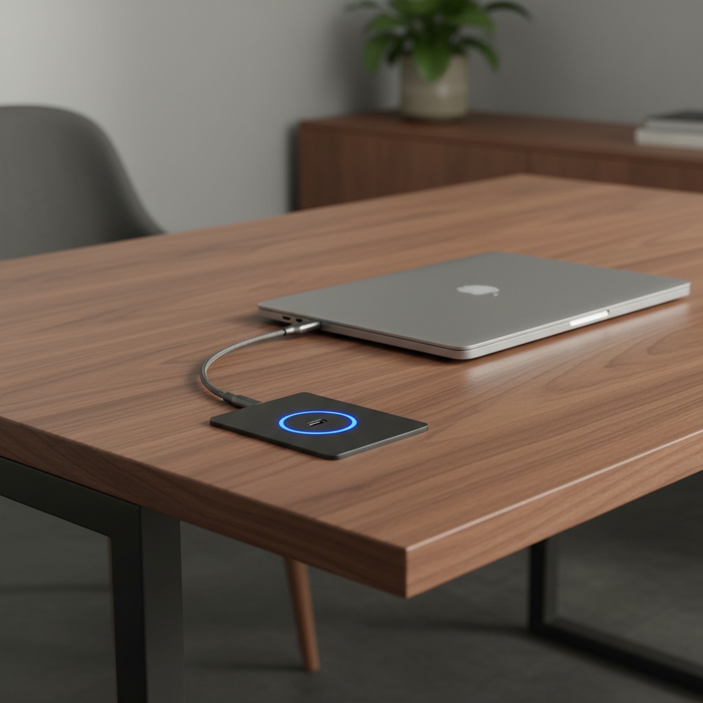 Встраиваемый модуль питания Glob-EL 140 Вт USB-C PD 3.1 для установки заподлицо в европейский офисный стол